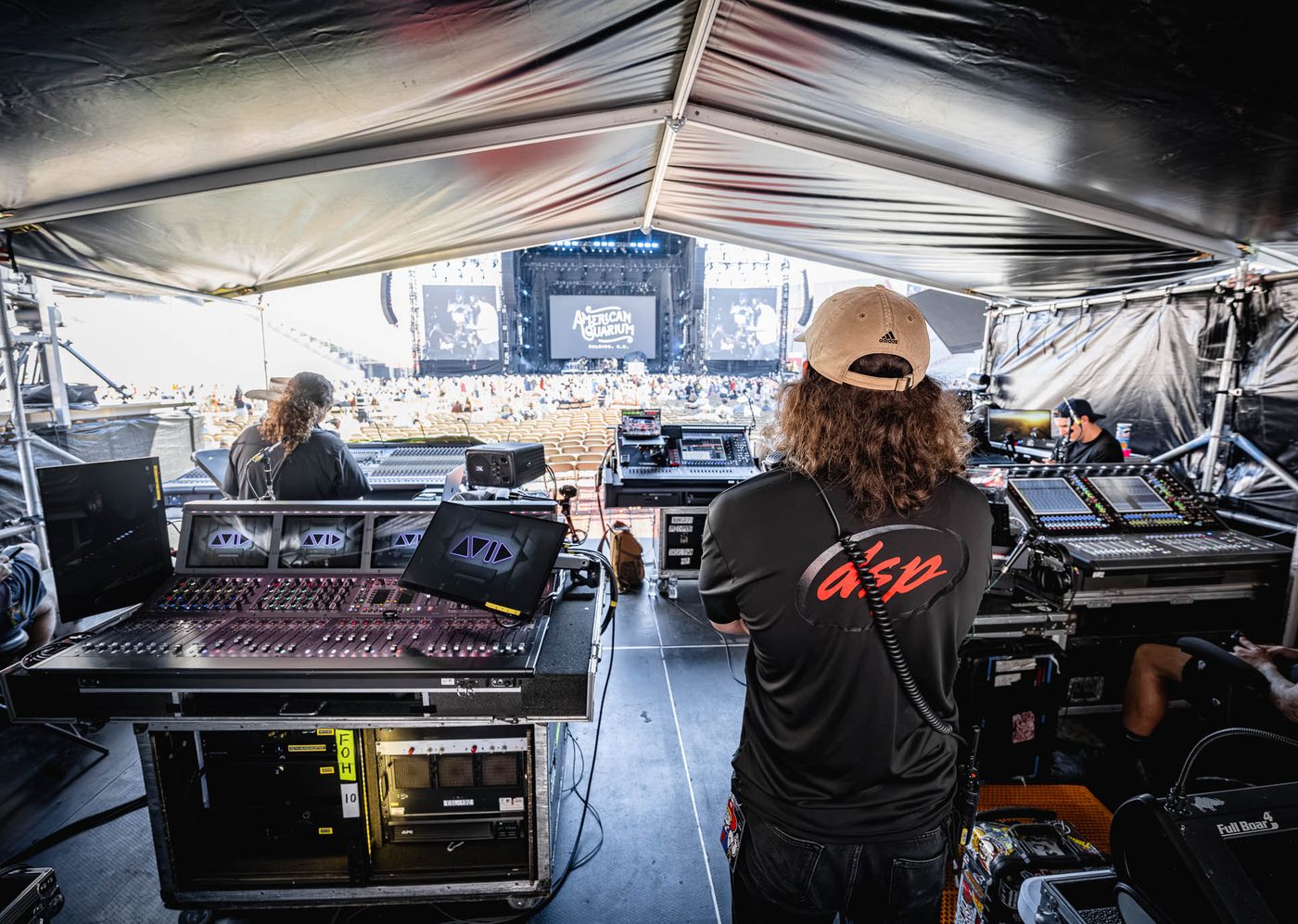 Front of house console at an arena show run by Deep South Productions