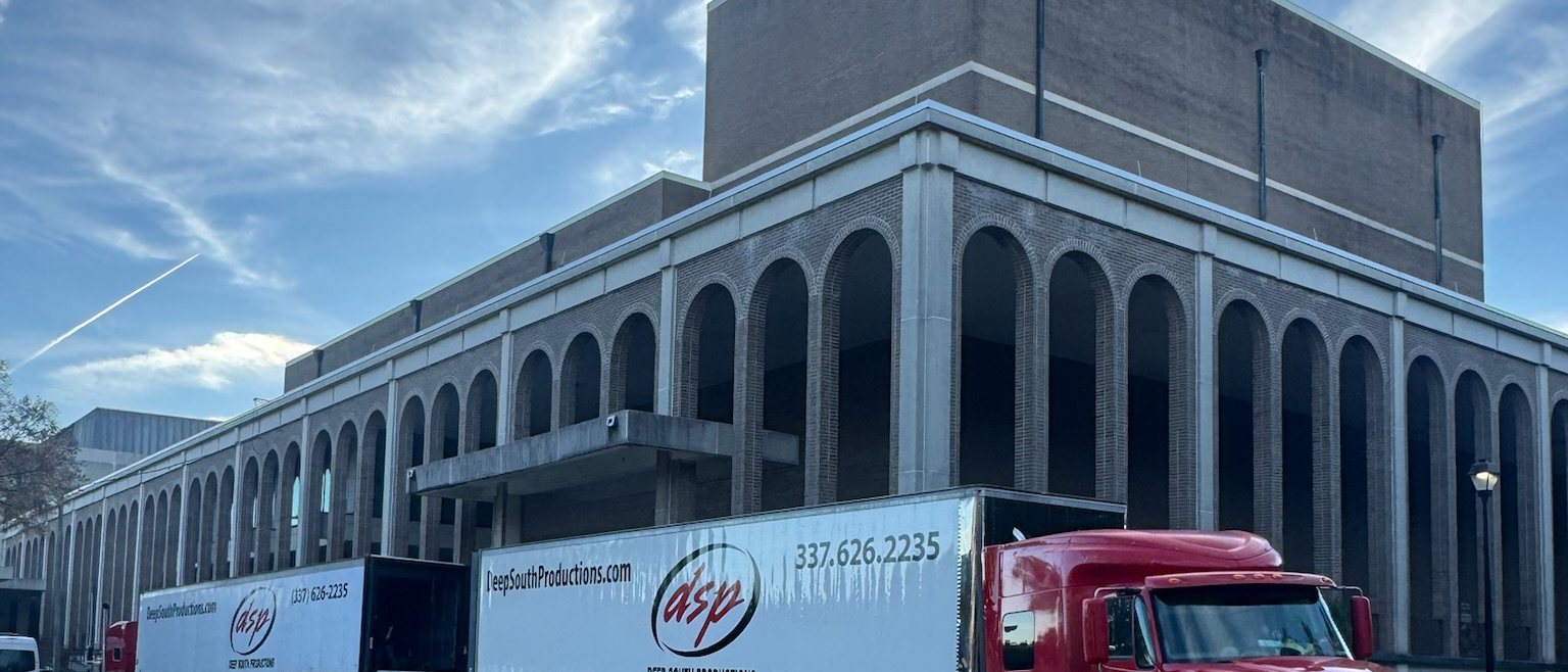 Deep South Productions truck fleet staged in the yard