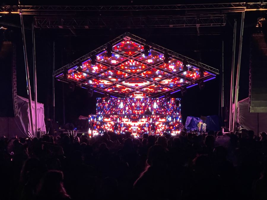 Arena LED cube overhead