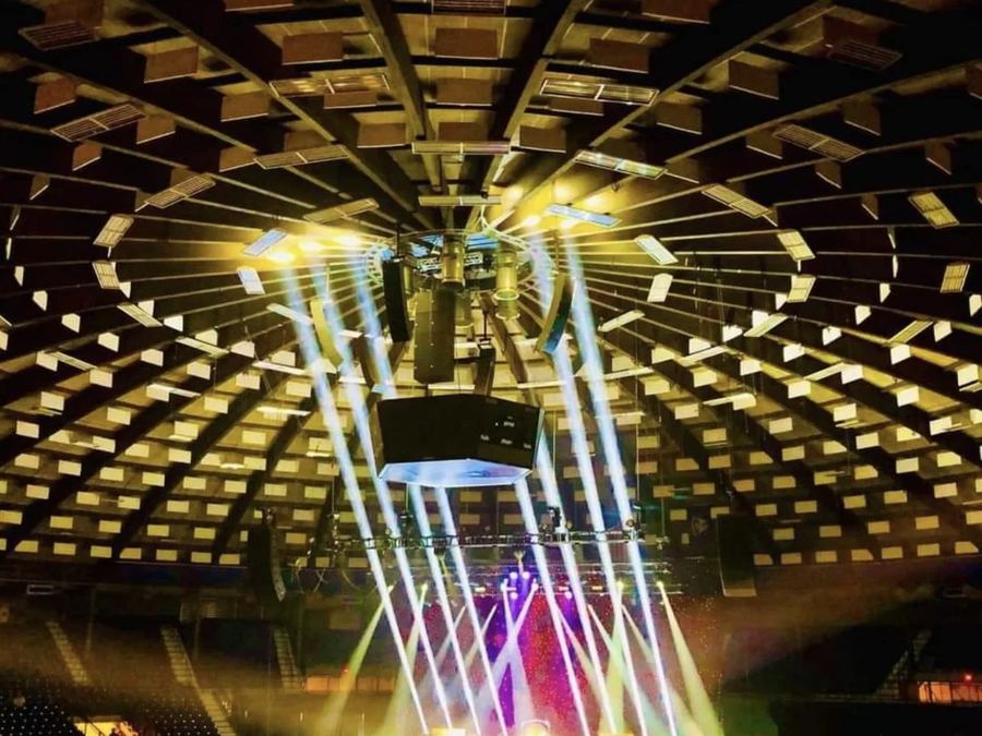 Arena lighting rig overhead