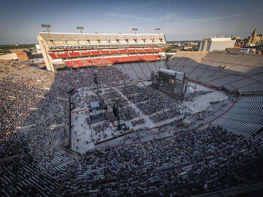 Aerial view of a stadium main stage