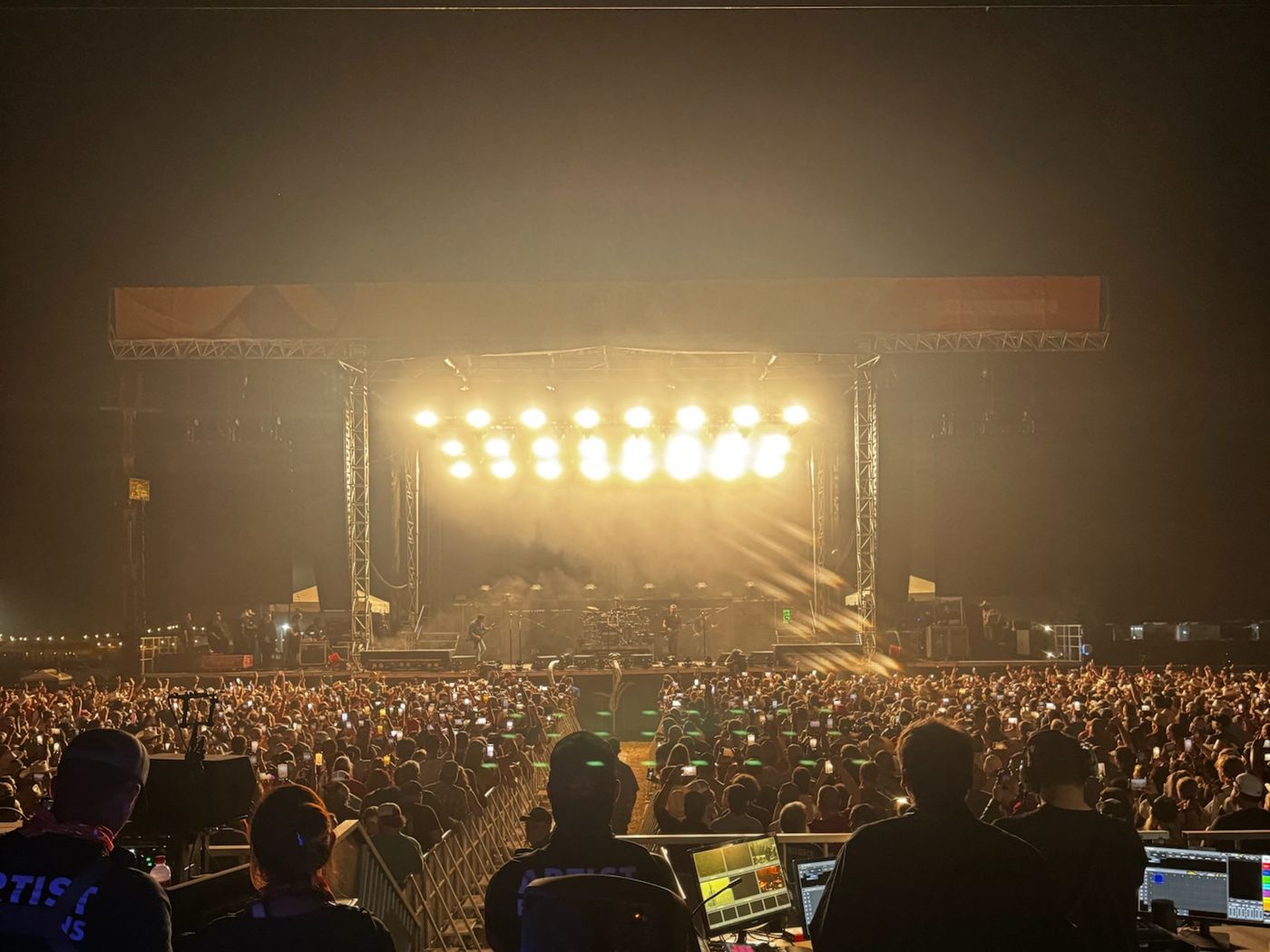 Front of house console in an arena at night