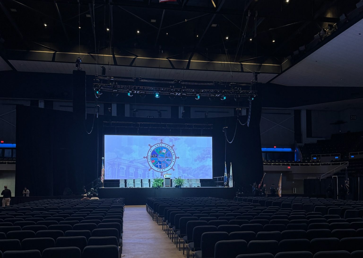 General session stage and projection screen