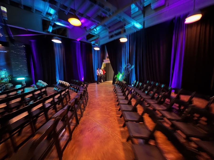 Room with purple uplighting