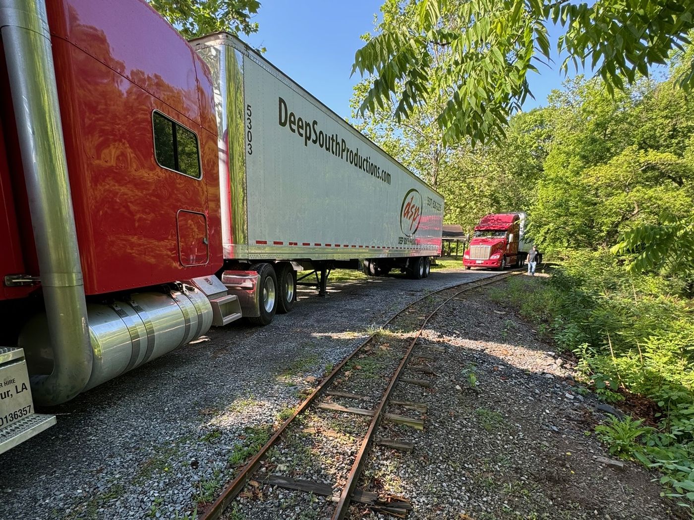 Deep South Productions tractor-trailer on the road between markets