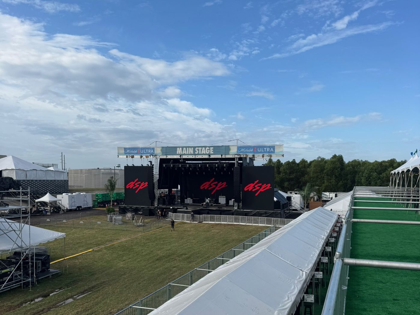 Apex 5040 mobile stage set up on a festival site