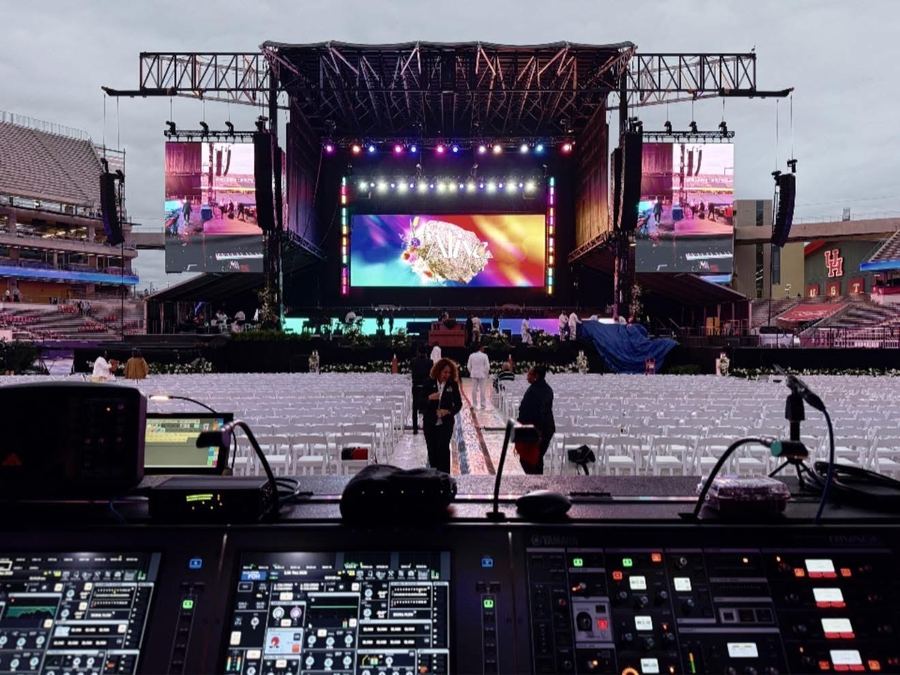 View over the console at a stadium